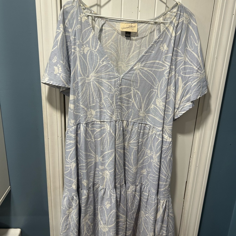 Universal Thread Blue & White Tiered Midi Sundress